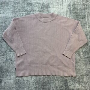 Aerie Sweater Women Small Dusty Mauve Oversized Waffle Knit Crew Sweatshirt Cozy